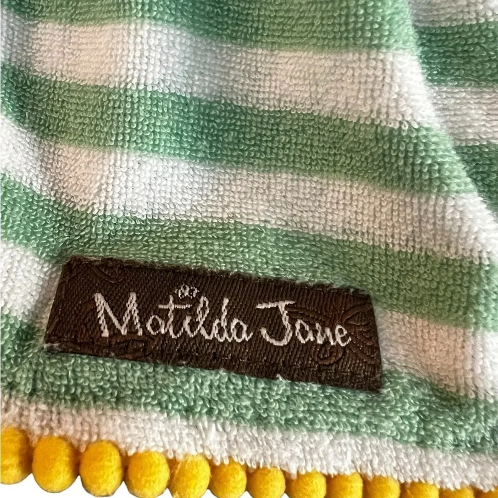 Matilda Jane Green and White Striped Hooded Swimsuit Coverup Size 8